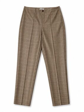 Ganni 1760 Merkel brown glen plaid skinny fit wool silk trousers sz 38
